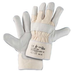 Rindsvollleder-Handschuh, mit weißer Kanvas Stulpe