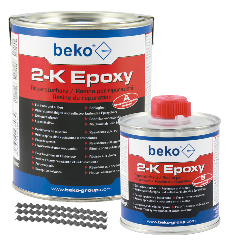 beko 2-K Epoxy Reparaturharz, inkl. 10 x Estrichklammern