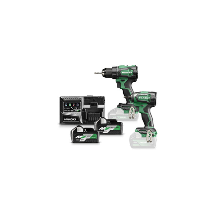 HiKOKI Combo-Kit Akku-Bohrschrauber + Schlagschrauber KC18DE-2 + 2x Akkus BSL36A18
