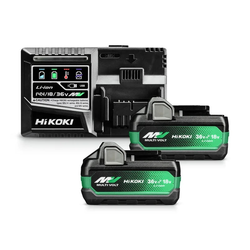 HiKOKI MULTI VOLT Akkupack 2x BSL36B18X (36V/18V - 4.0Ah/8.0Ah) + Ladegerät UC18YSL3